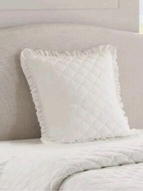 Coquette Armoire Collection White Euro Quilted Ruffled Pillow Sham 1 - 26 X 26
